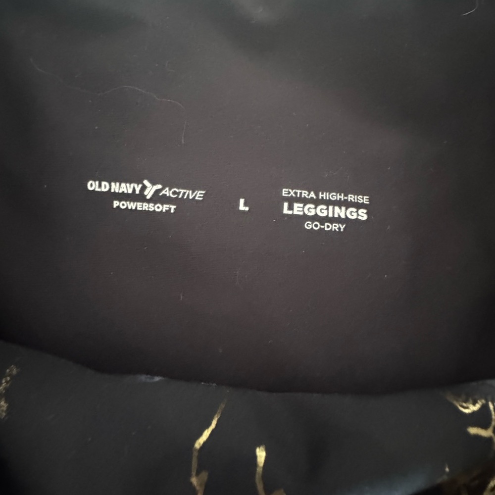 Lot of 2 Old Navy Active Gold Marble Extra High Rise Powersoft Go Dry Leggings M - Picture 6 of 8